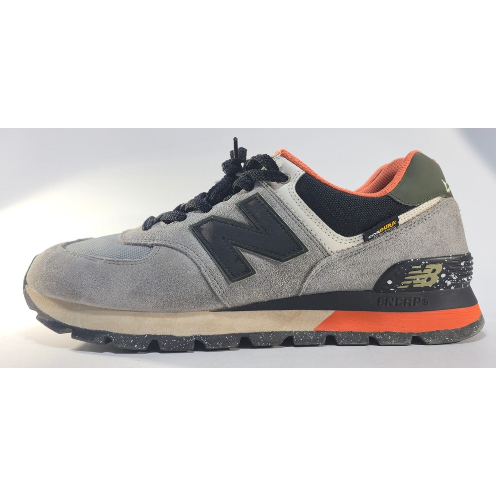 New Balance 574 Rugged Grey Black Orange Cordura Sneakers ML574DAG Mens 12 - Picture 2 of 9